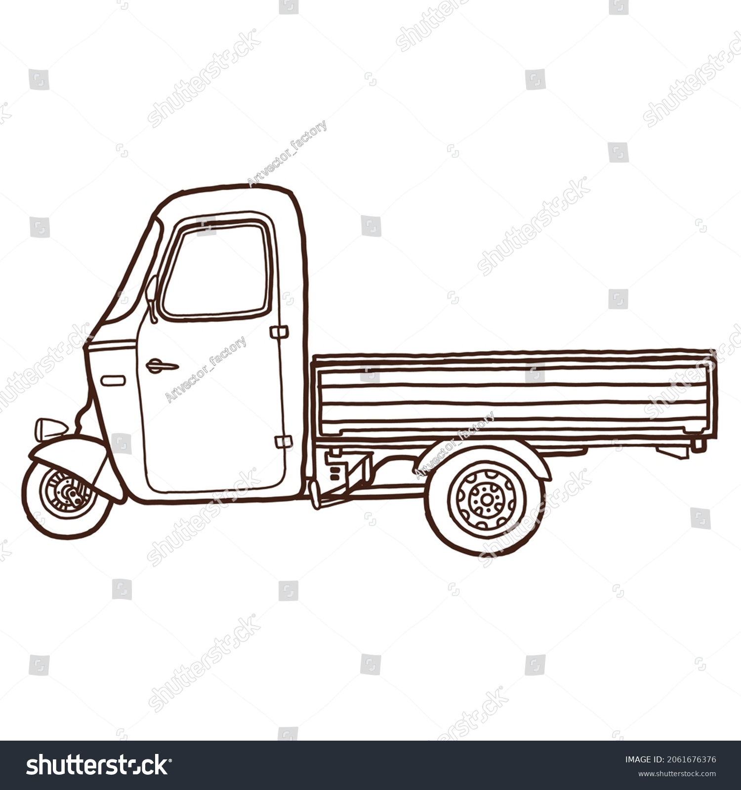 Vector Three Wheeler Delivery Tricycle Vector Stock Vector (Royalty ...