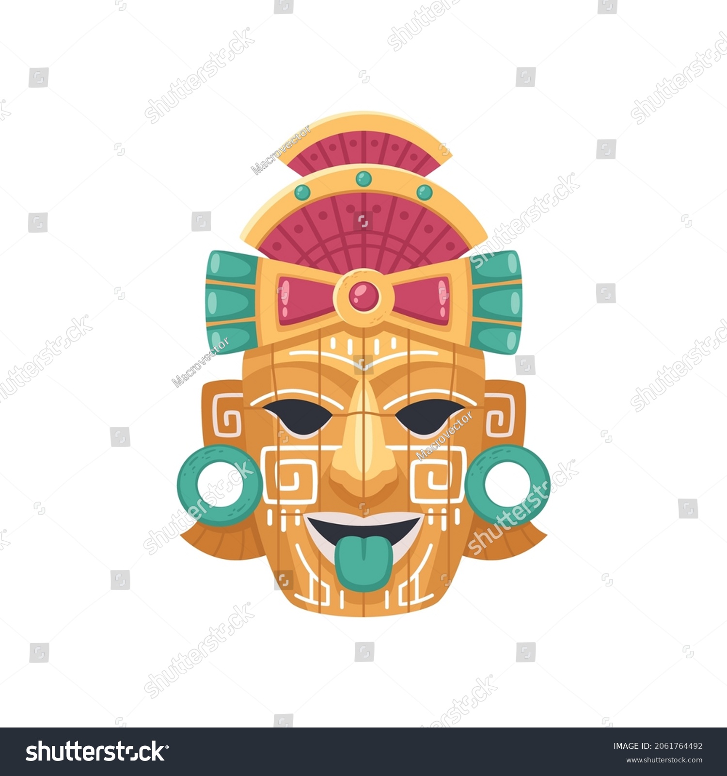 Maya Civilization Cartoon Composition Isolated Image Stock Vector ...