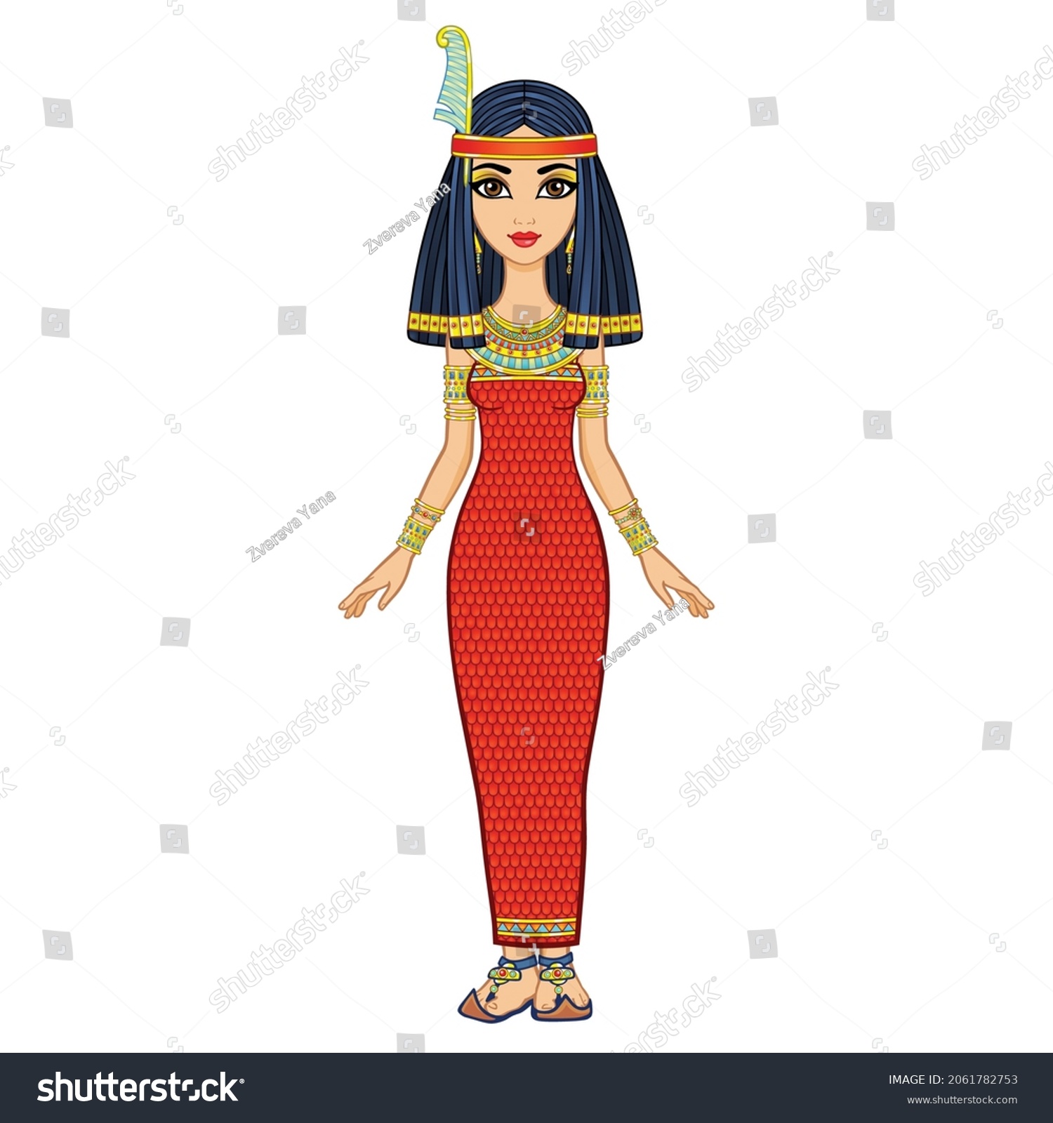 Animation Portrait Ancient Egyptian Goddess Maat Stock Vector (Royalty ...