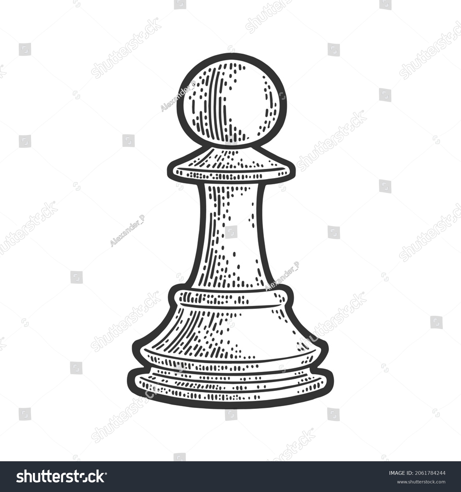 White Chess Pawn Sketch Engraving Vector Stock Vector (Royalty Free ...