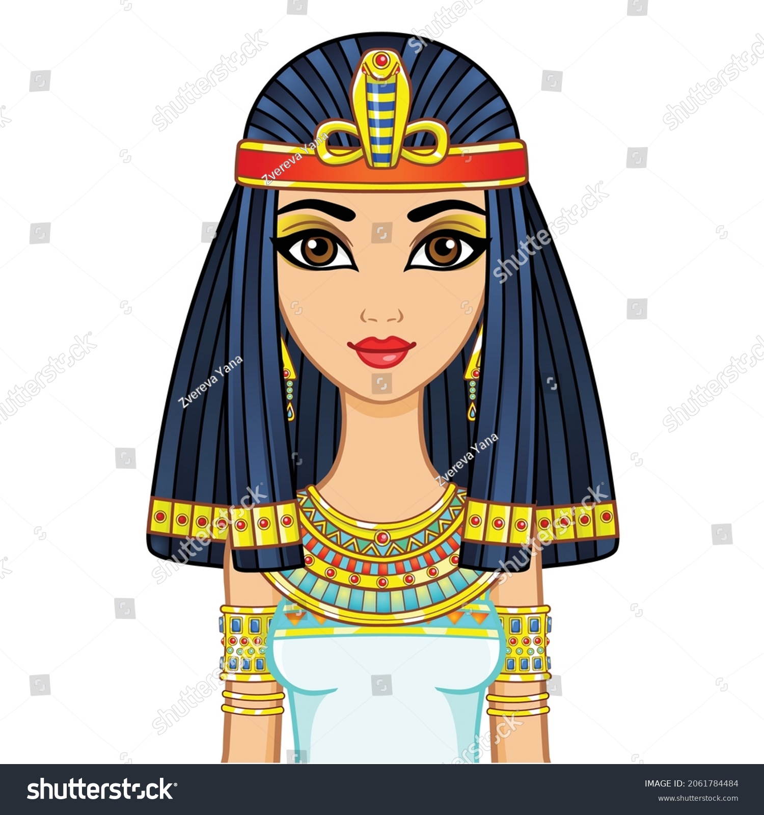 Animation Egyptian Princess Ancient Clothes Wig Stock Vector (Royalty ...