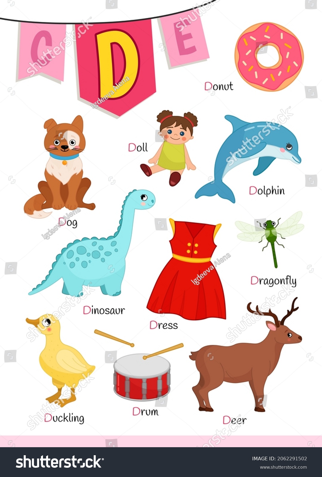 English Alphabet Cartoon Cute Children Illustrations Stock Vector ...