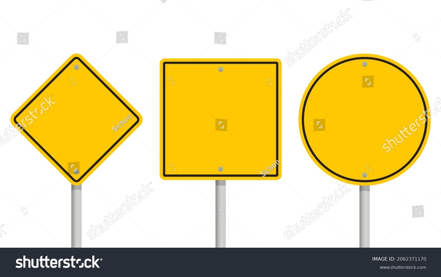 Collection Blank Yellow Road Sign Empty Stock Vector (Royalty Free ...