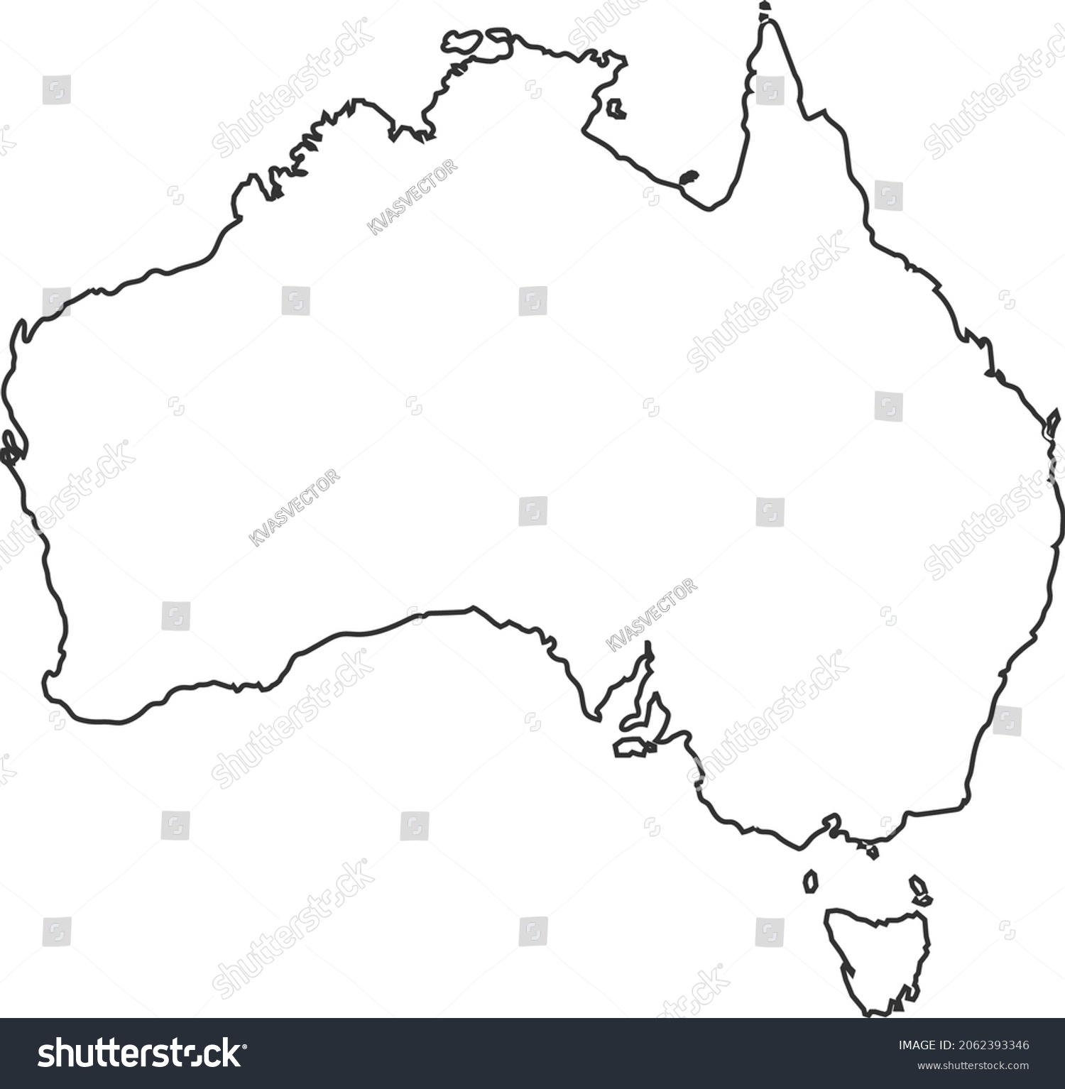 Map Black Outline Australia Vector Illustration Stock Vector (Royalty ...