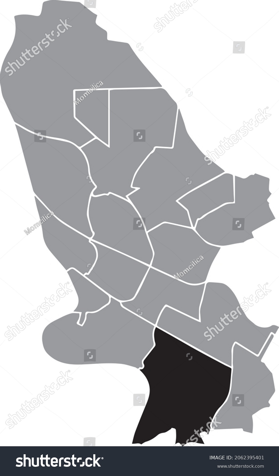 Black Location Administrative Map Rheinau District Stock Vector ...