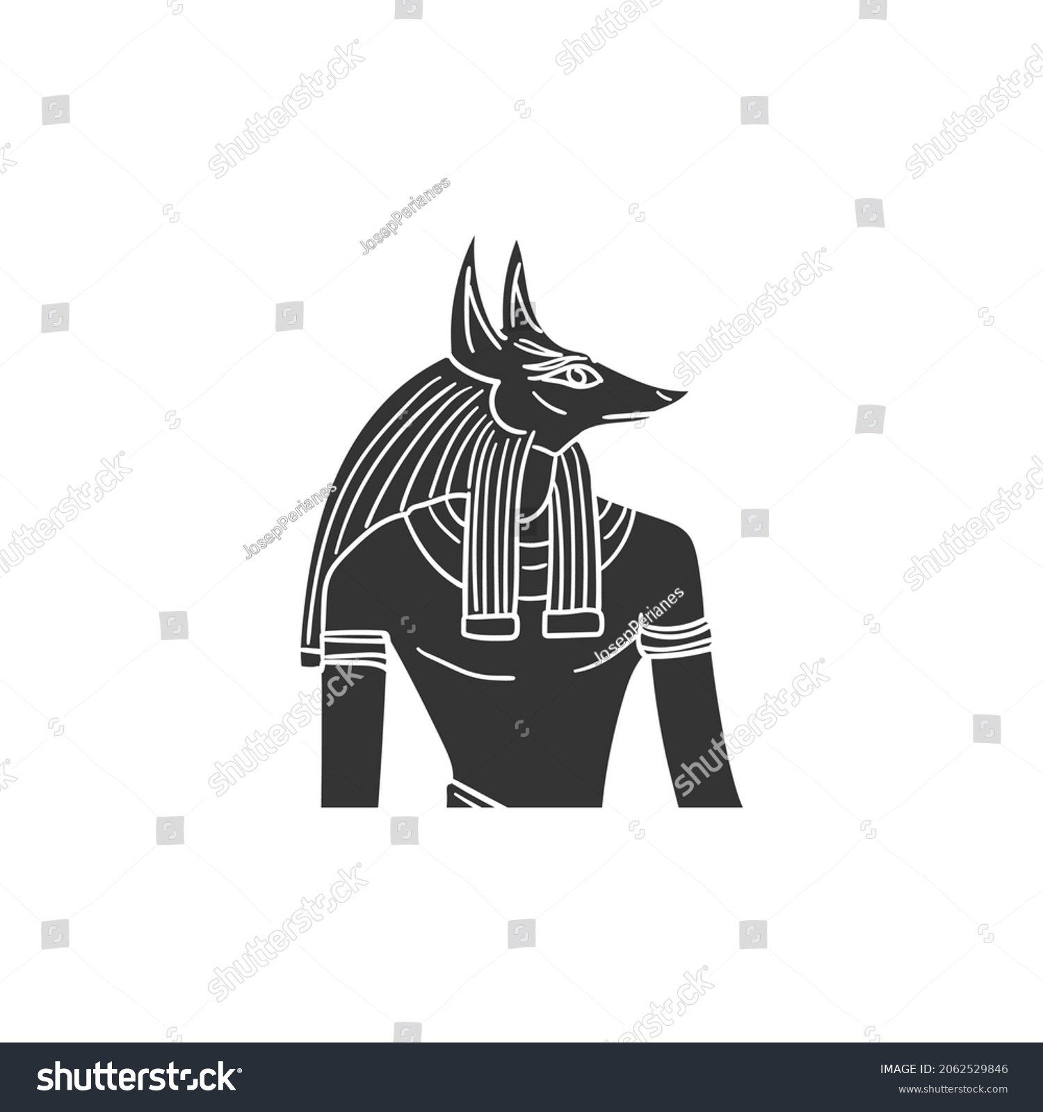 Egyptian Gods Icon Silhouette Illustration Ancient Stock Vector ...