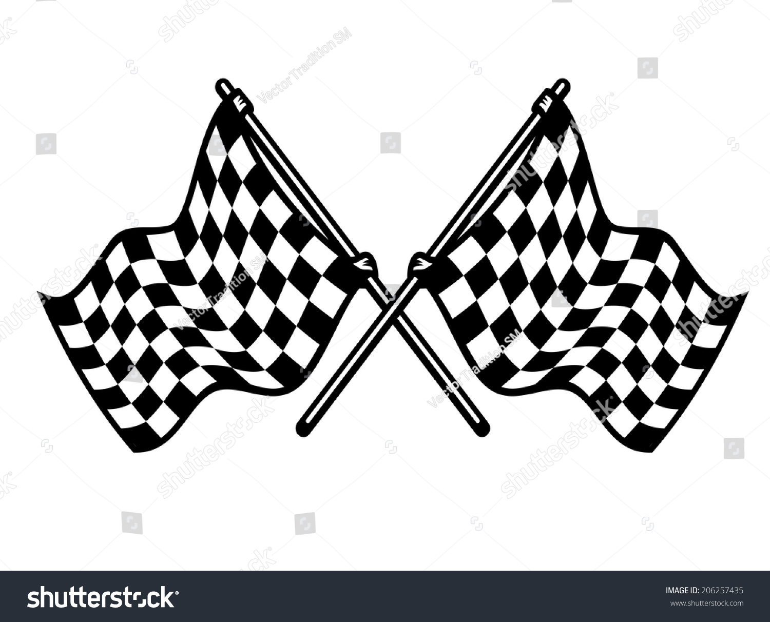 Two Crossed Black White Checkered Flags Stock Vector (Royalty Free ...