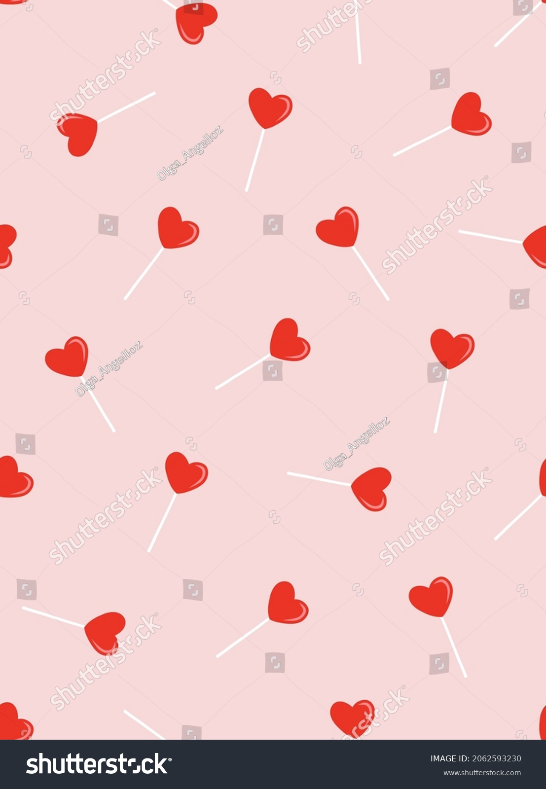 Heartshaped Lollipop Small Scaled Vector Seamless Stock Vector (Royalty