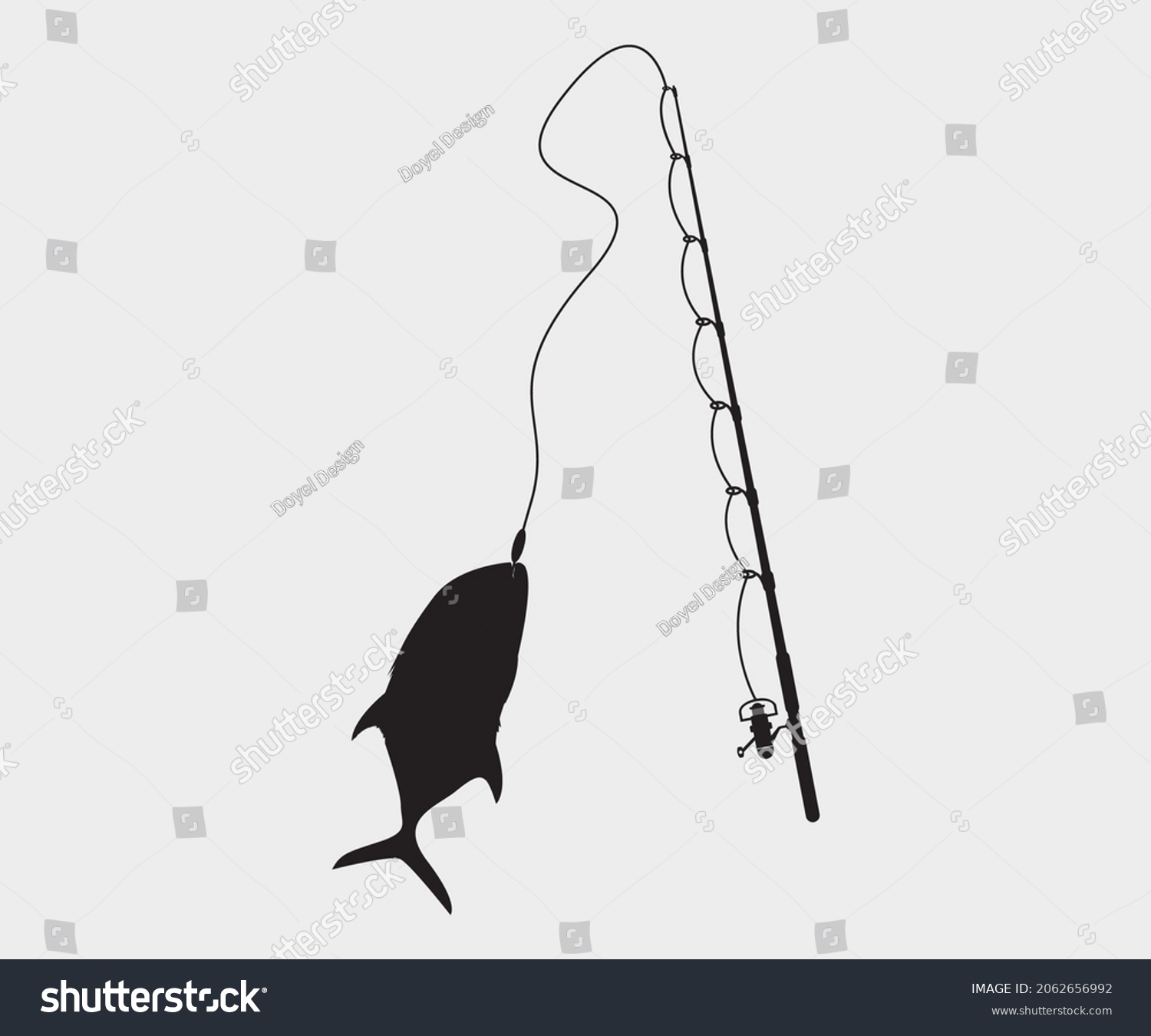 Fishing Rod Printable Vector Illustration Bass Stock Vector (Royalty ...