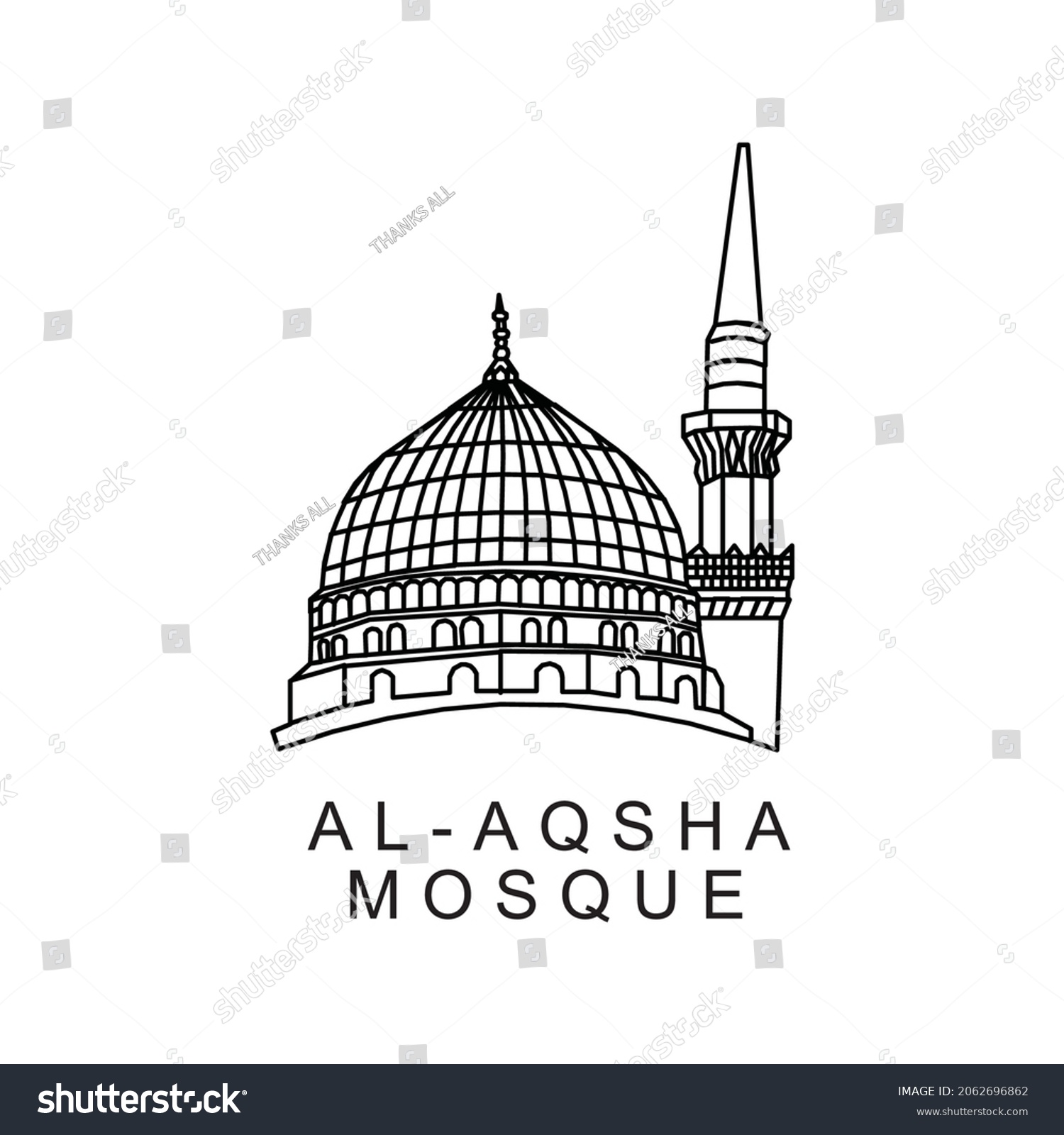 Mosque Logo Al Aqsa Vector Black Stock Vector (Royalty Free) 2062696862 ...