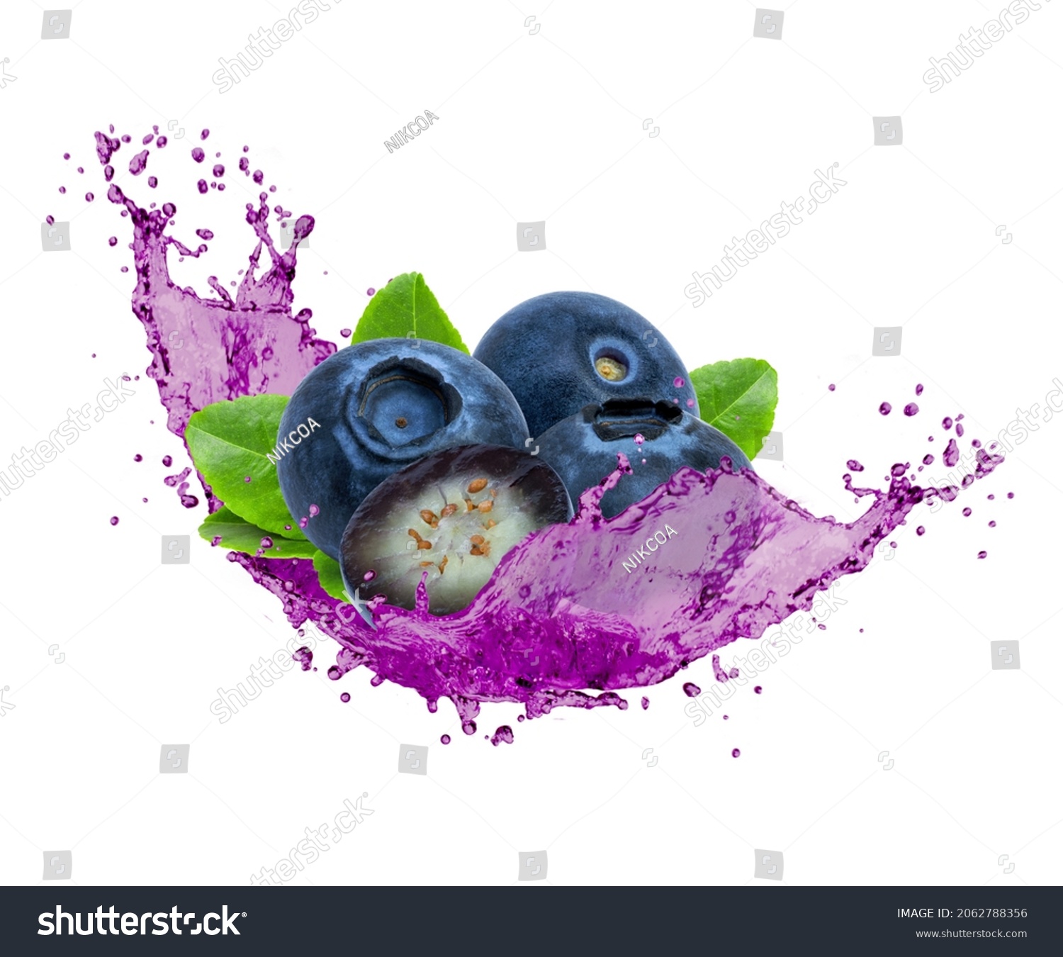 Blueberry Fruit Juice Splash Isolated On Stock Photo 2062788356 ...