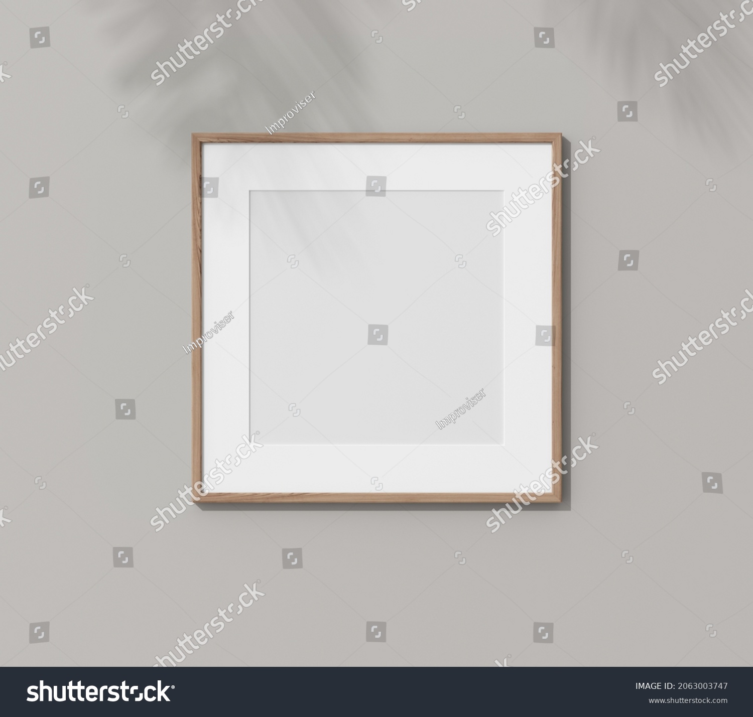 Square Wooden Frame Mockup Passepartout On Stock Photo (Edit Now