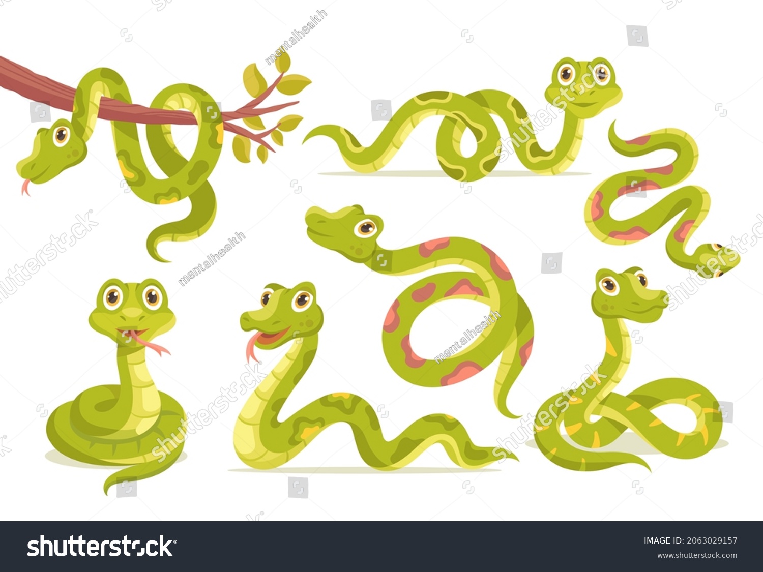 Set Snakes Collection Images Cartoon Characters Stock Vector (Royalty ...