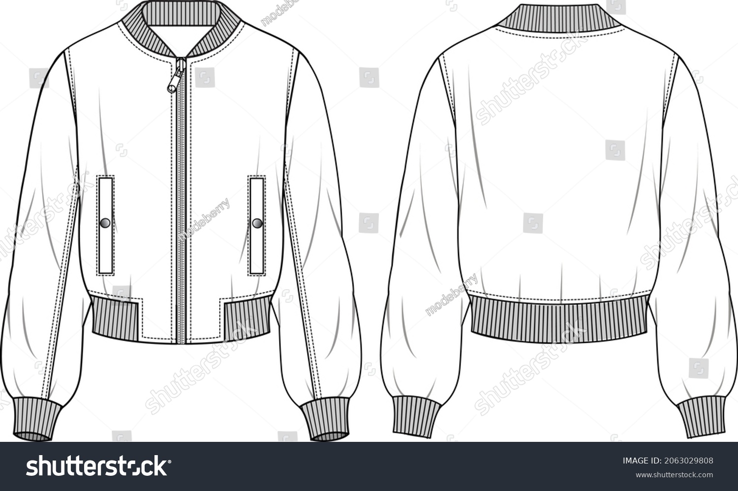 Womens Bomber Jacket Jacket Technical Fashion Stock Vector (Royalty ...