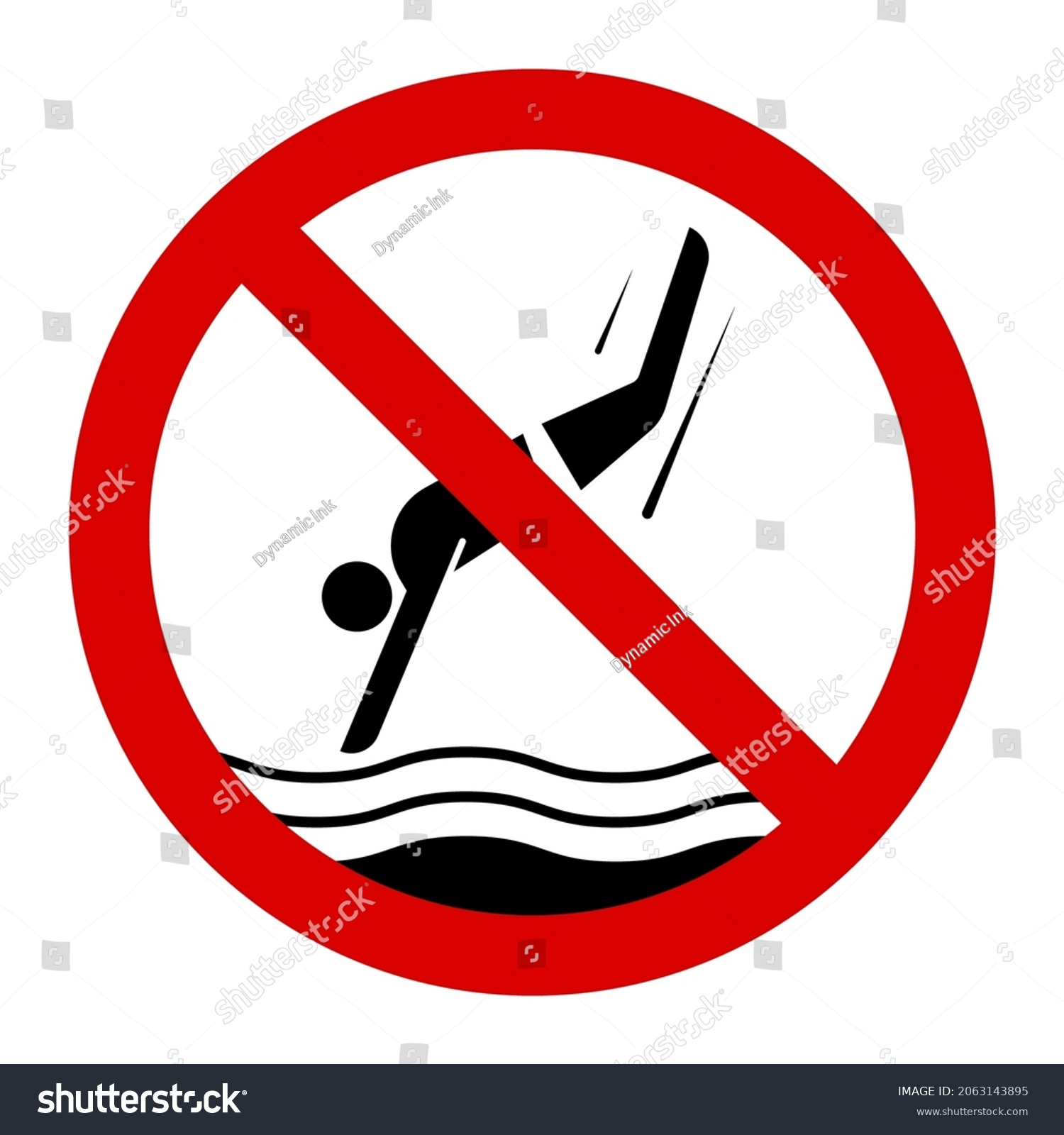 Caution No Diving Water Sign Design Stock Vector (Royalty Free ...