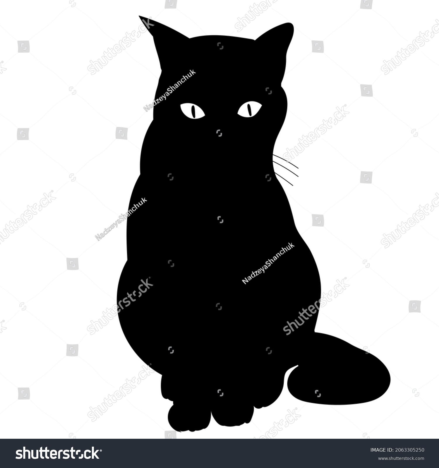 Black Silhouette Cat Sitting Vector Isolated Stock Vector (Royalty Free ...