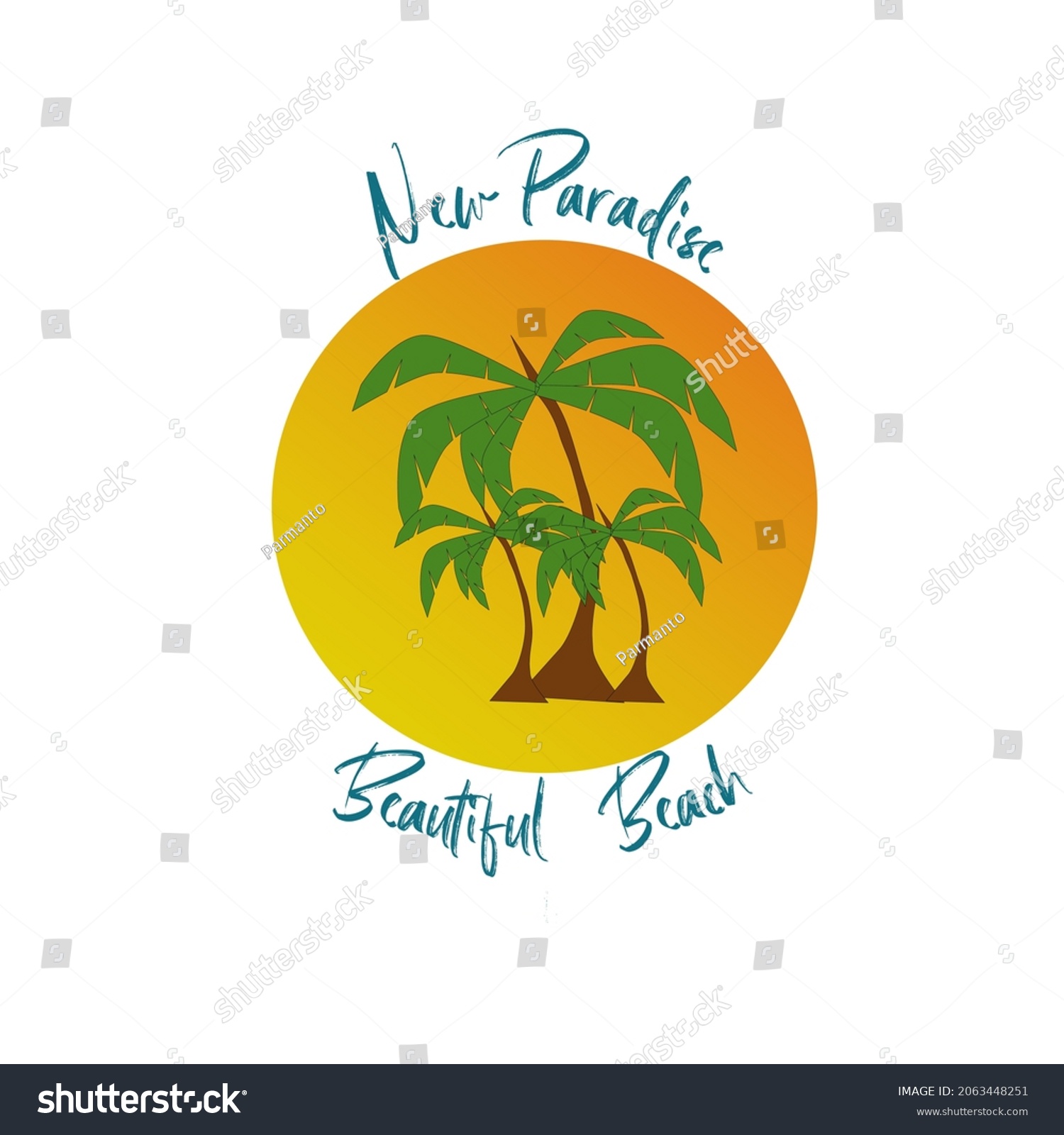 Palm Tree Landscape Sunset View Stock Vector (royalty Free) 2063448251 