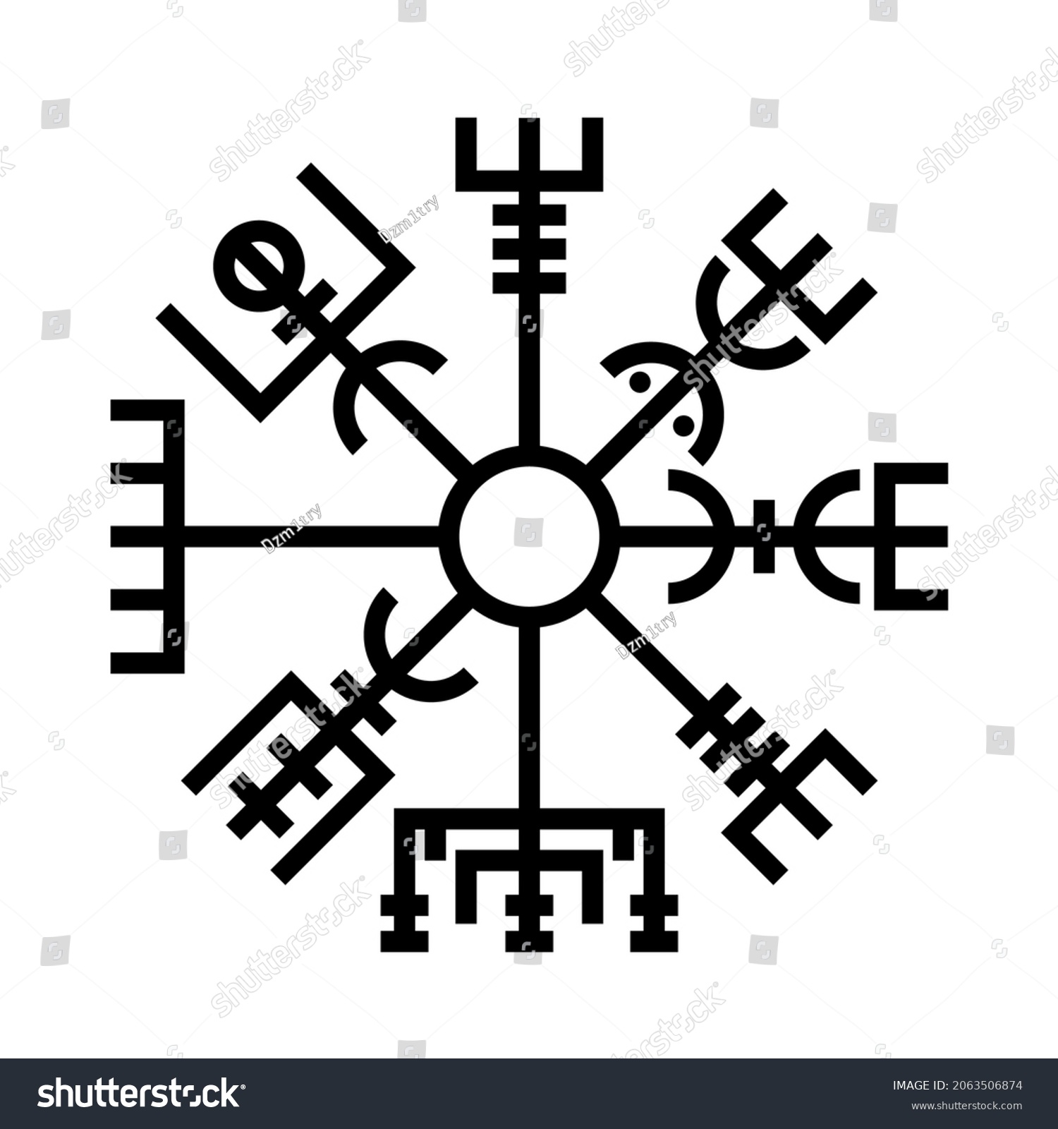 Vegvisir Viking Compass Line Icon Clipart Stock Vector (Royalty Free ...