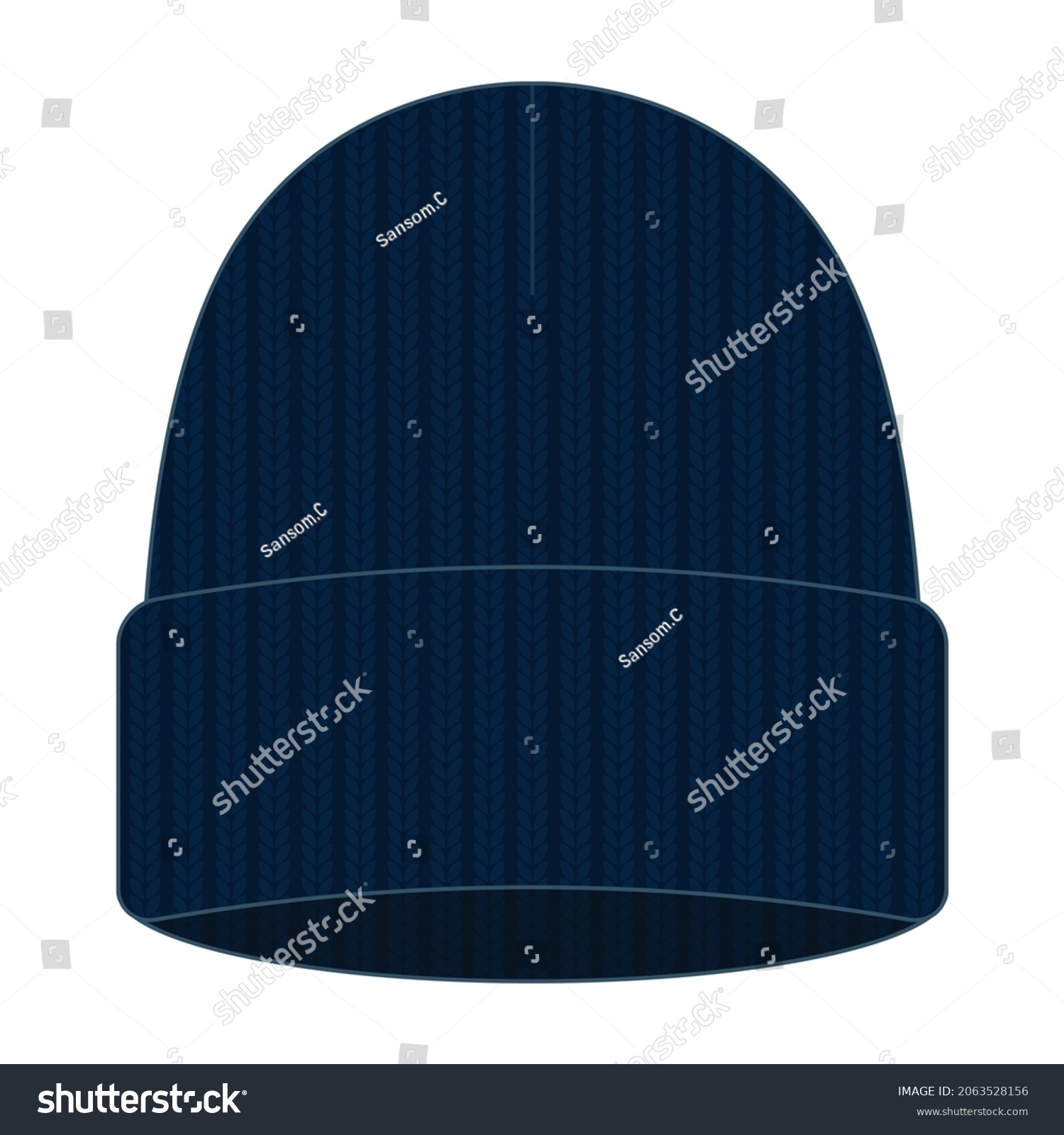 Navy Blue Beanie Hat Template Vector Stock Vector Royalty Free