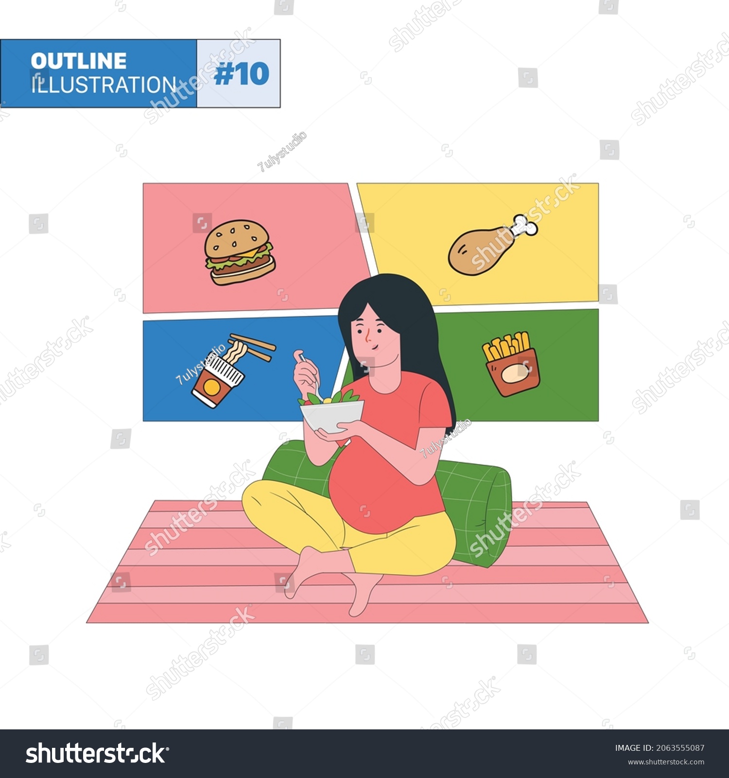 Cravings Pregnant Junk Food Vs Healthy Stock Vector Royalty Free 2063555087 Shutterstock