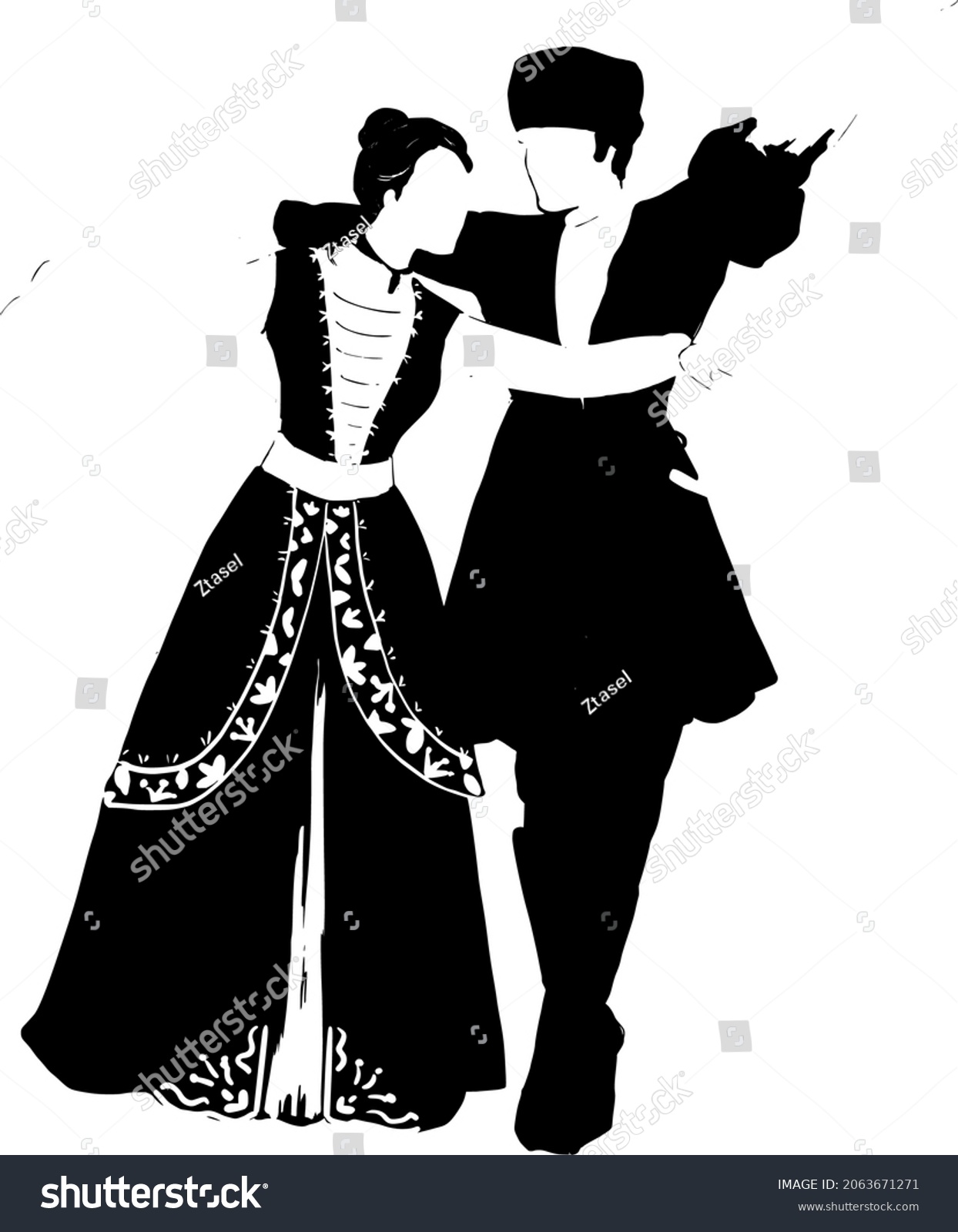 Dances Costumes Circassians Caucasus Stock Vector Royalty Free 2063671271 Shutterstock 3553