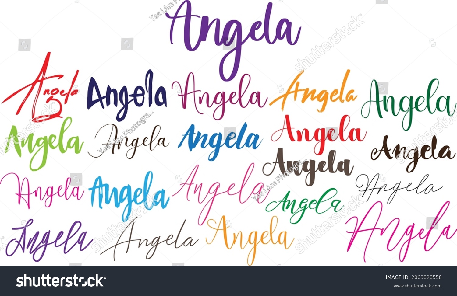 Angela Girl Name Multi Fonts Typography Stock Vector (Royalty Free ...