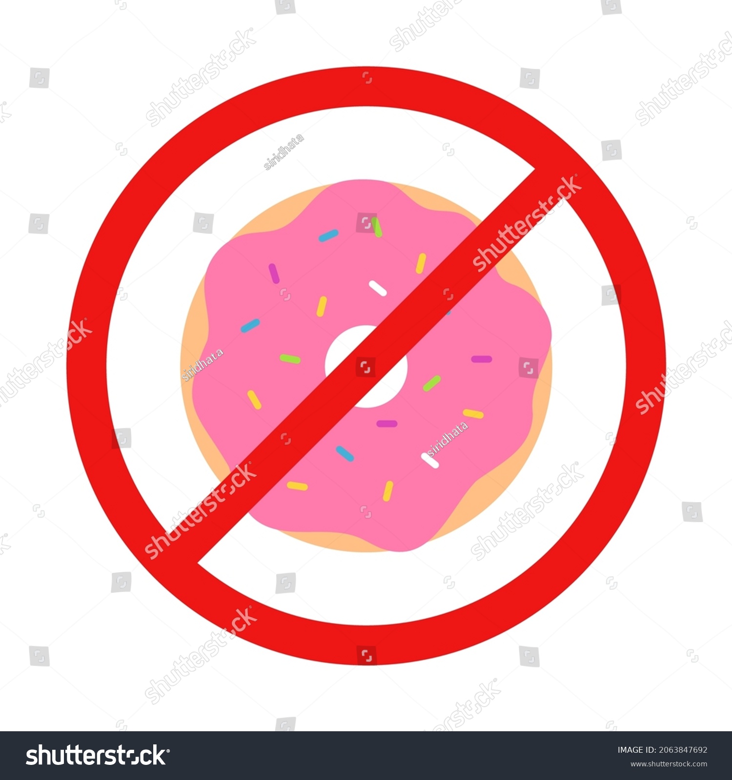 No Donut Sign On White Background Stock Vector (Royalty Free ...