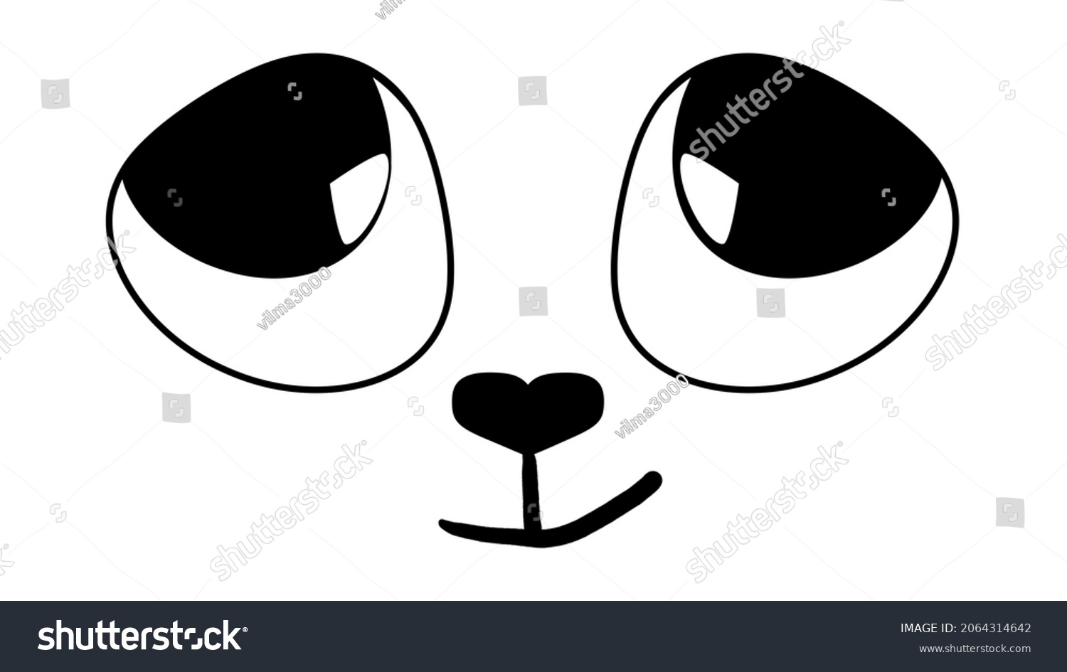 Big Panda Eyes Cartoon Sticker On Stock Illustration 2064314642