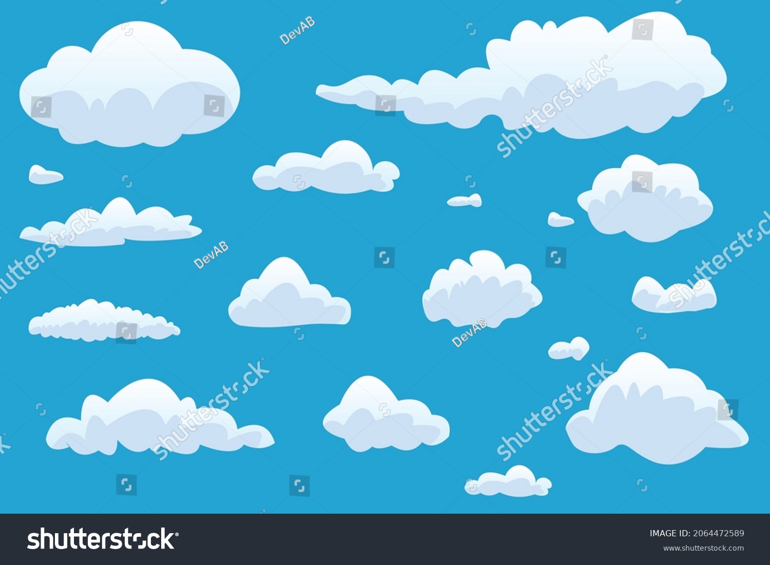 Flat Cartoon Clouds Sky Vector Collection Stock Vector (Royalty Free ...