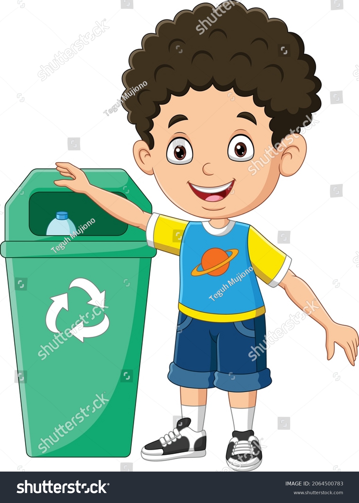 Little Boy Throwing Trash Into Litter Stock Vector (Royalty Free ...