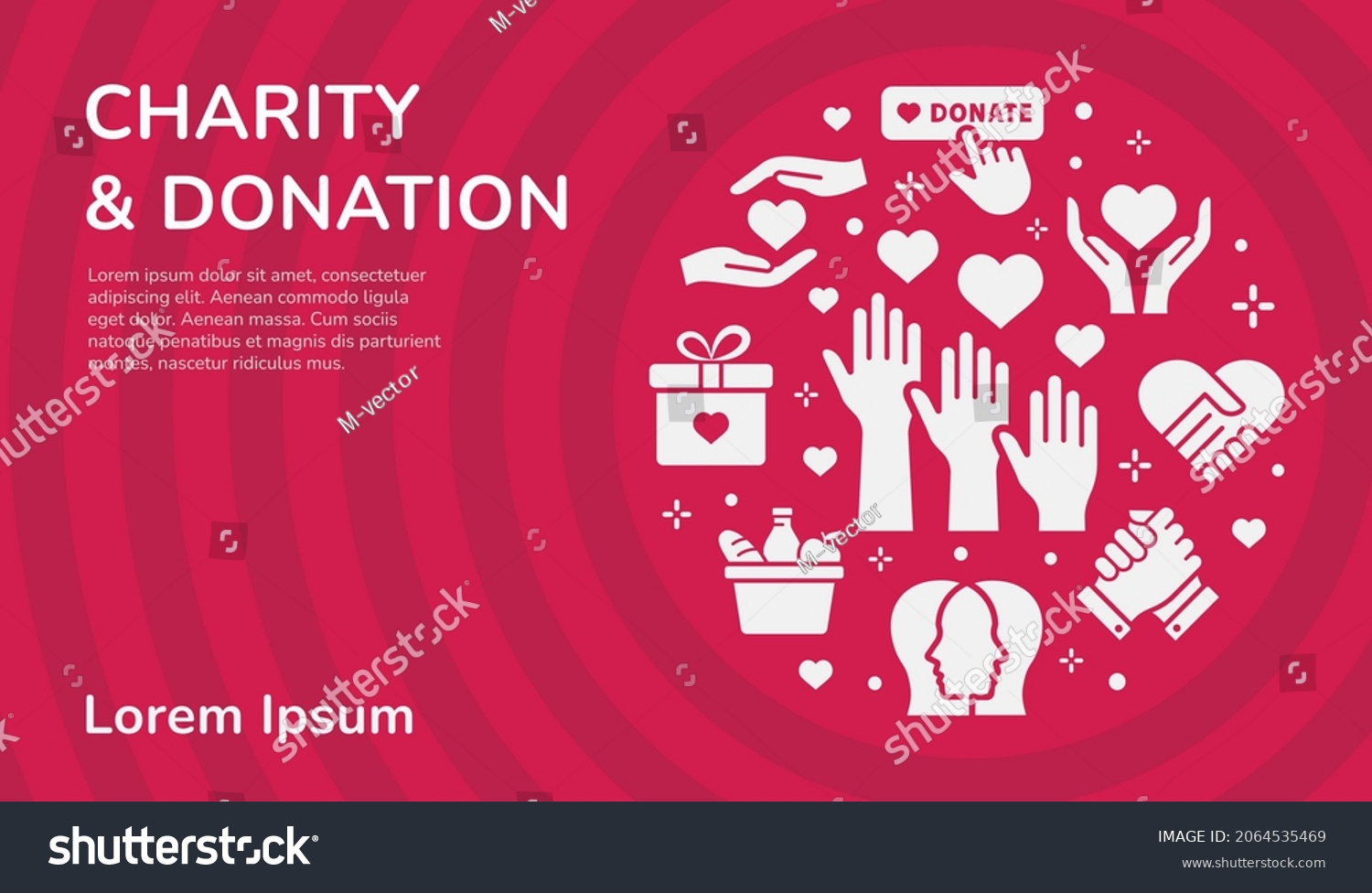 Vector Banner Templates Charity Icons Set Stock Vector (Royalty Free ...