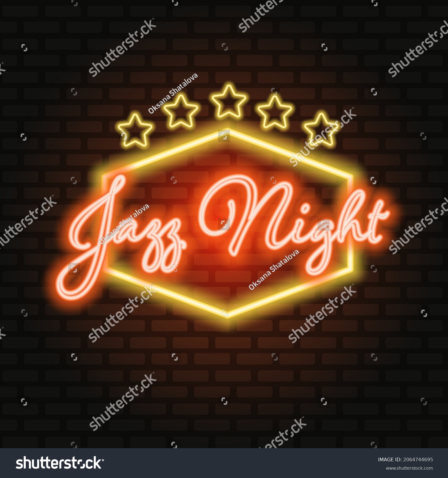 Jazz Night Neon Vector Neon Sign Stock Vector (Royalty Free) 2064744695