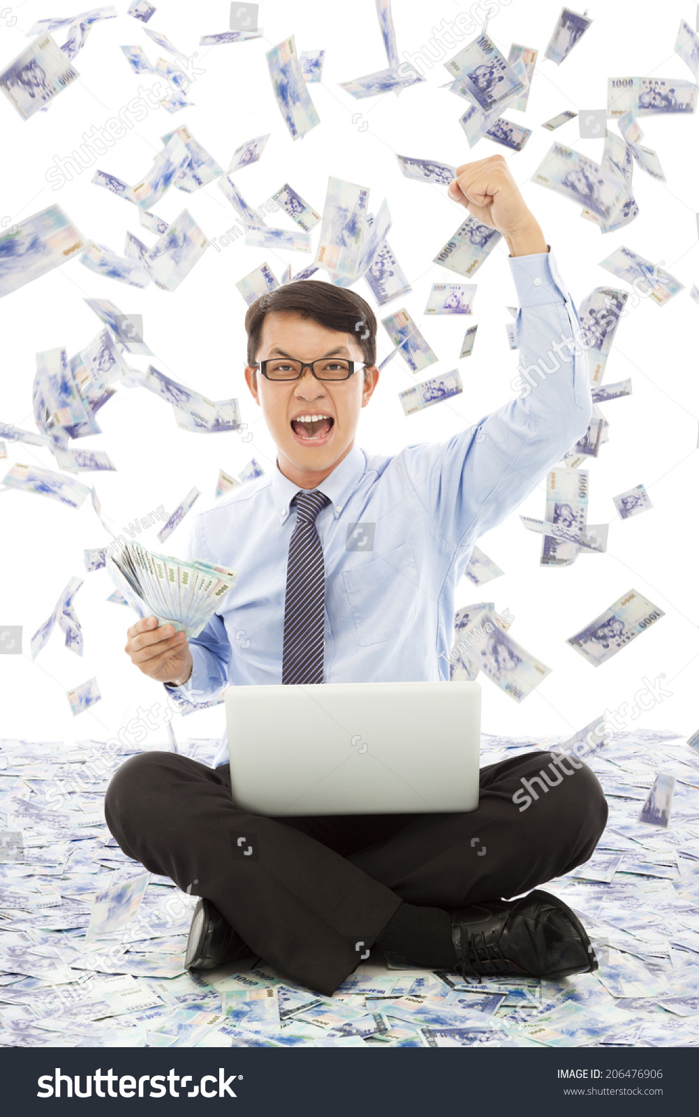 Business Man Holding Money Successful Pose Stock Photo 206476906 ...