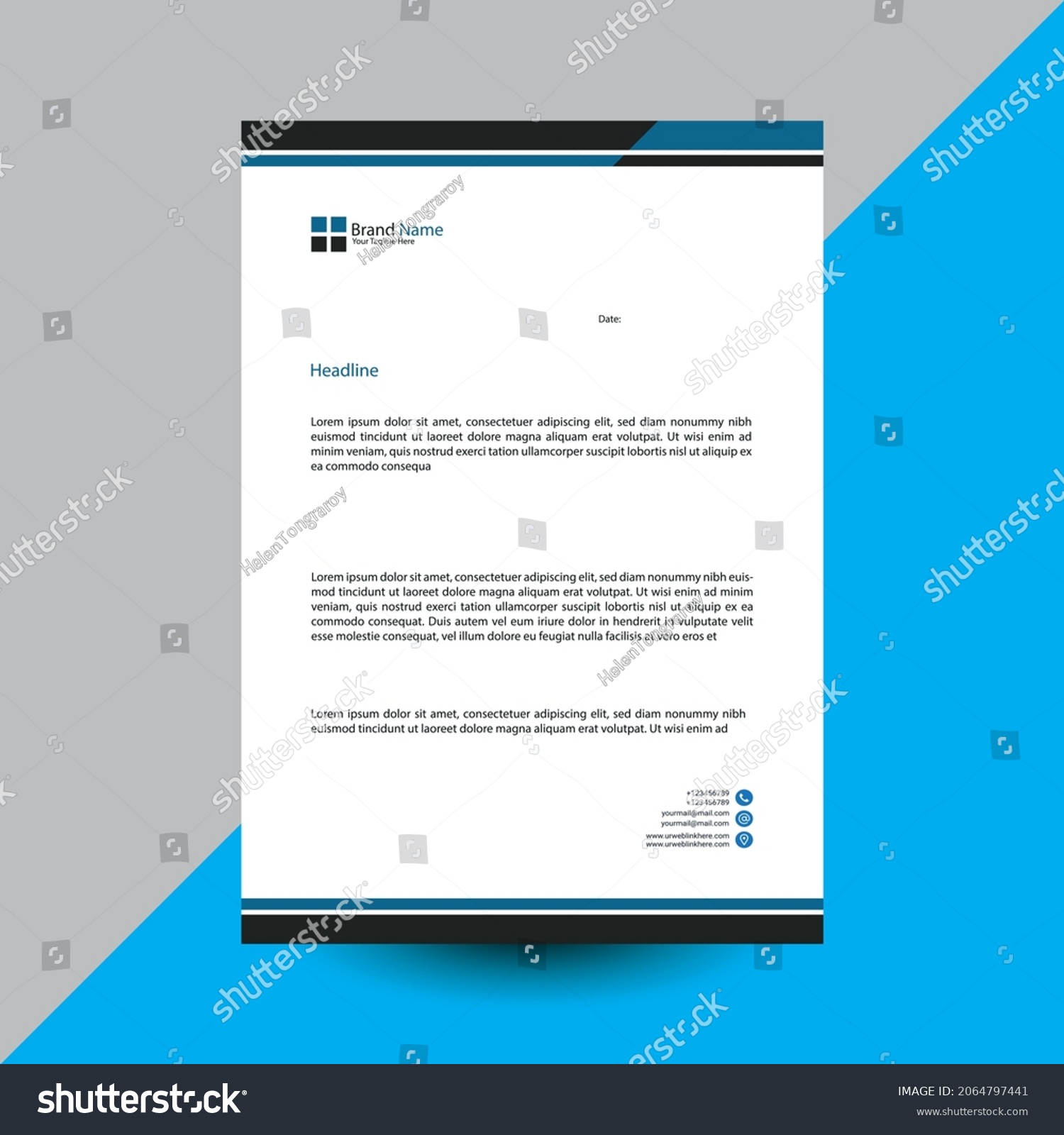 Modern Black Letterhead Design Template Stock Vector (Royalty Free ...