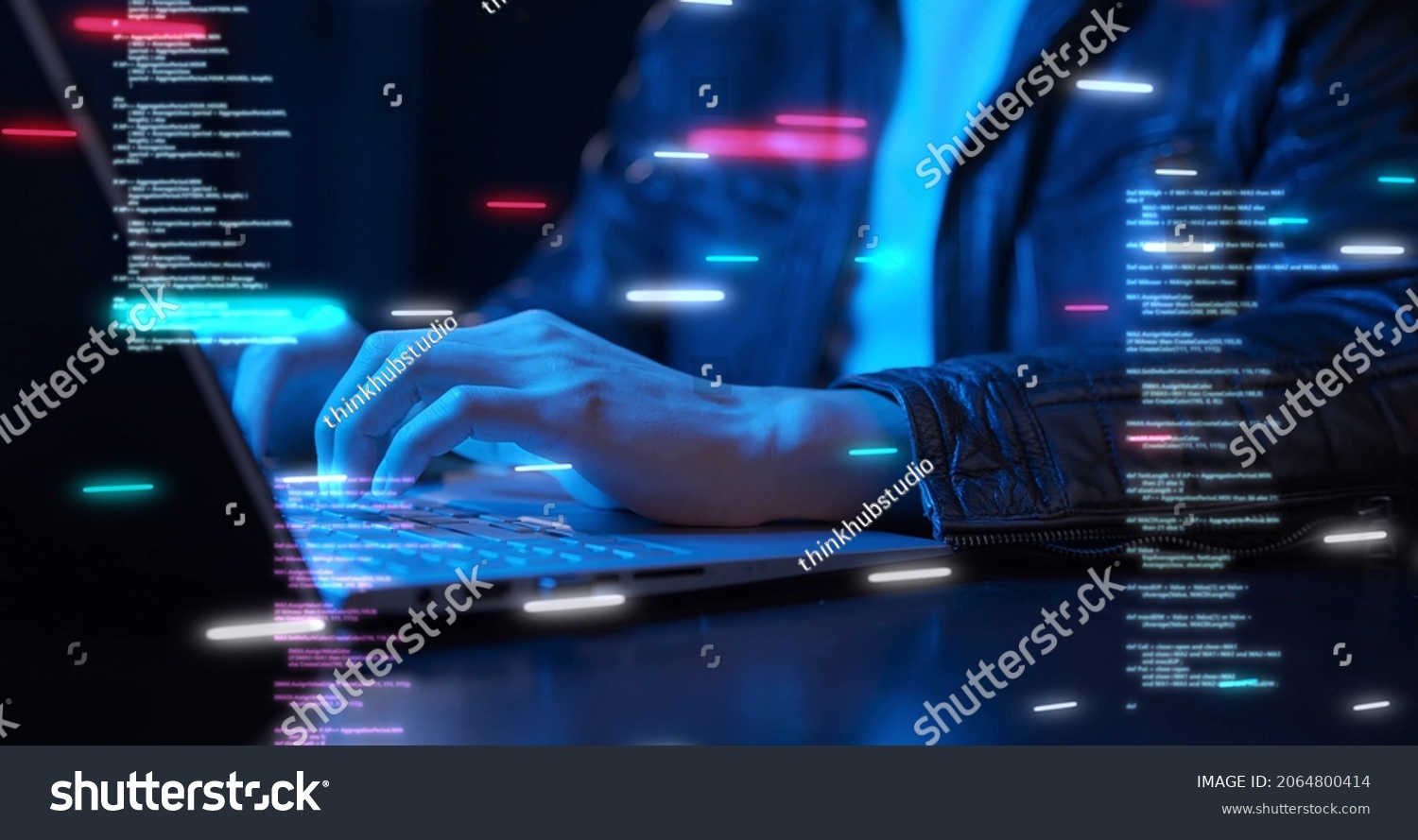 Business Man Using Computer Hand Close Stock Photo 2064800414 ...