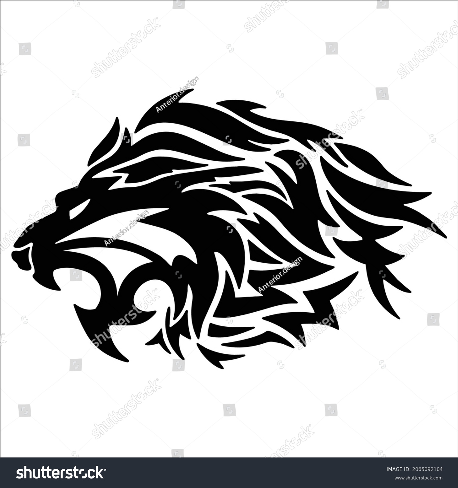 Lion Head Tattoo Vector Illustration Stock Vector (Royalty Free ...