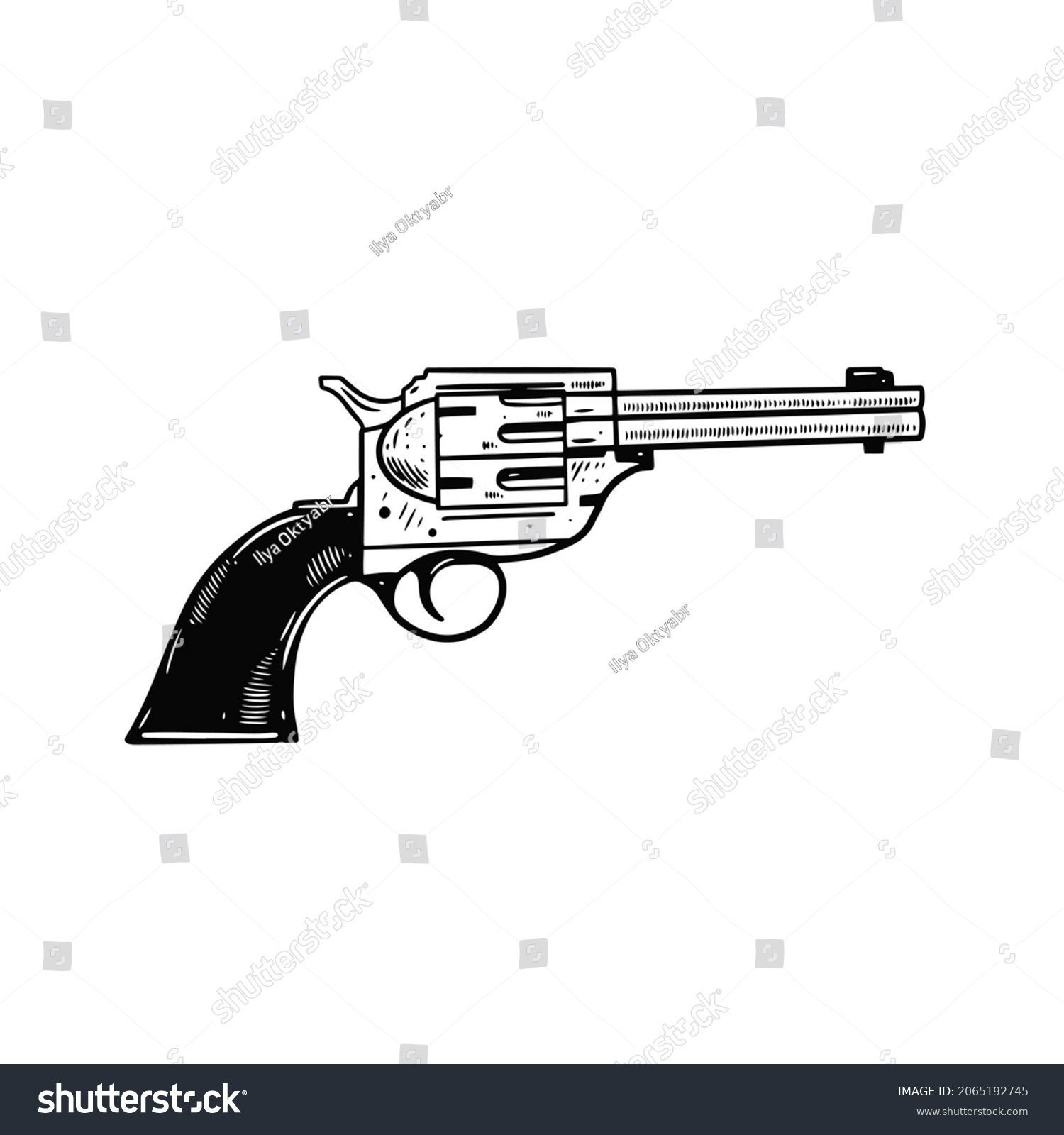 Retro Gun Hand Drawn Outline Vector Stock Vector (Royalty Free ...