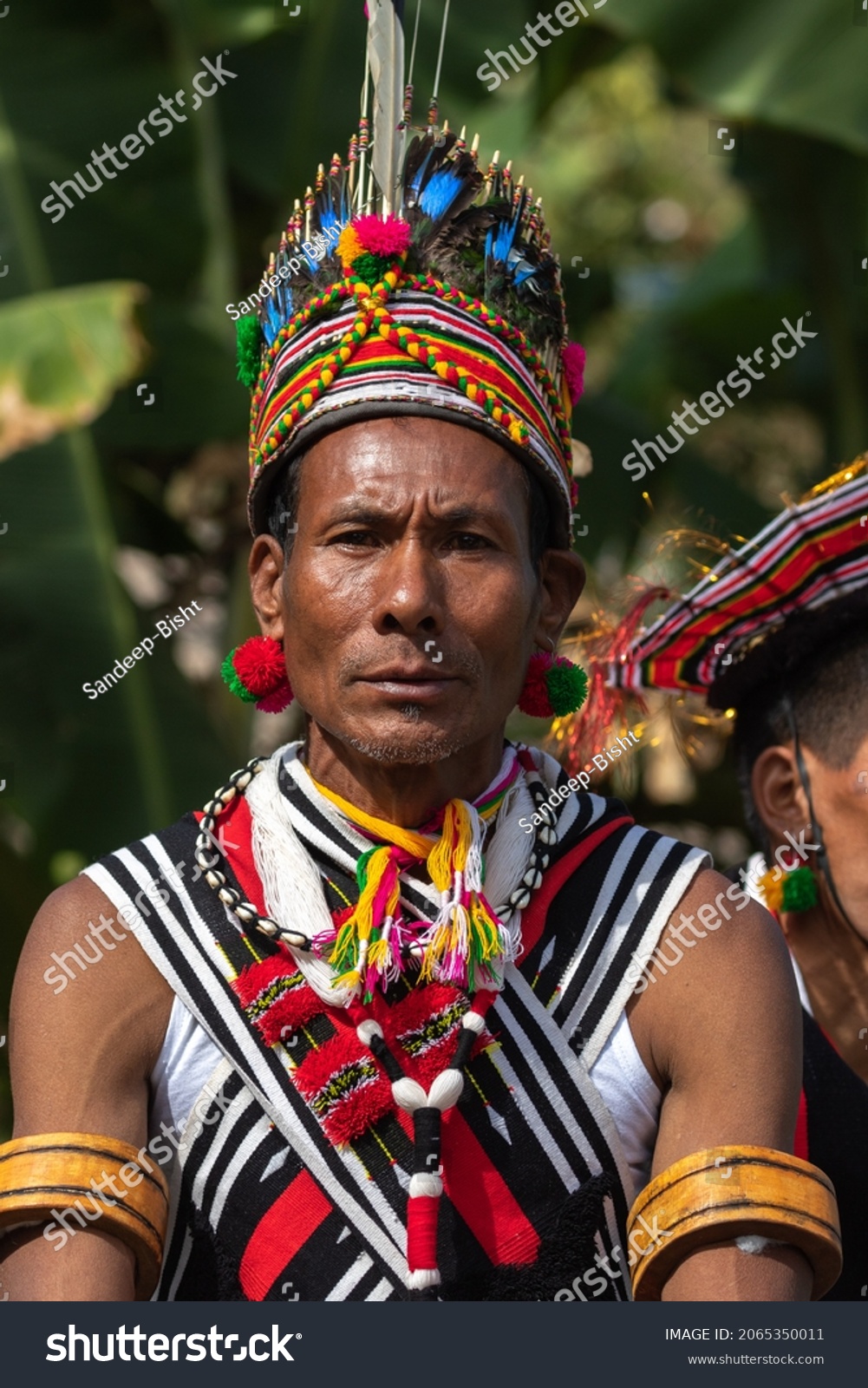 Portrait Naga Tribesman Dressed Traditional Tribal Stock Photo 