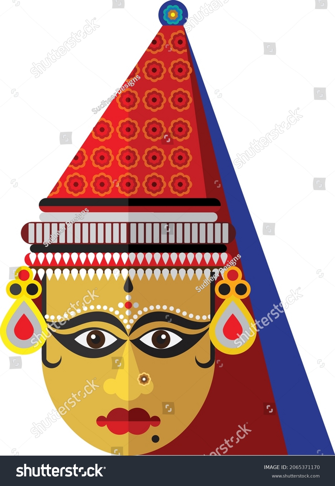 Kathakali Female Face Art Kerala Traditional Stock Vector Royalty Free 2065371170 Shutterstock 1734