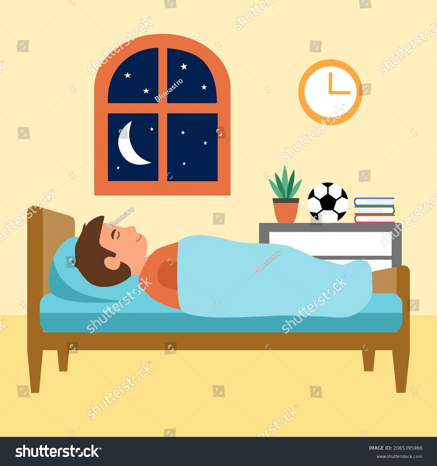 Boy Children Sleeping Bed Under Blanket Stock Vector (Royalty Free ...