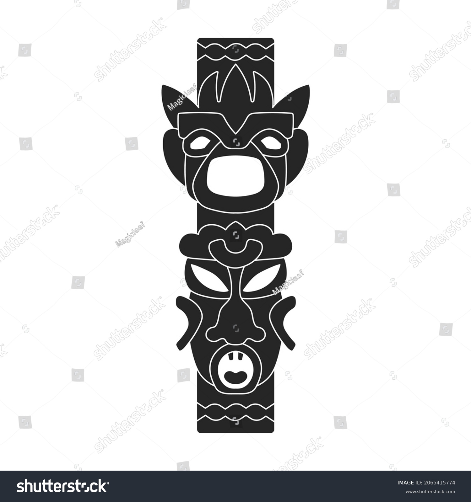 Totem Tribal Vector Black Icon Vector Stock Vector (Royalty Free ...