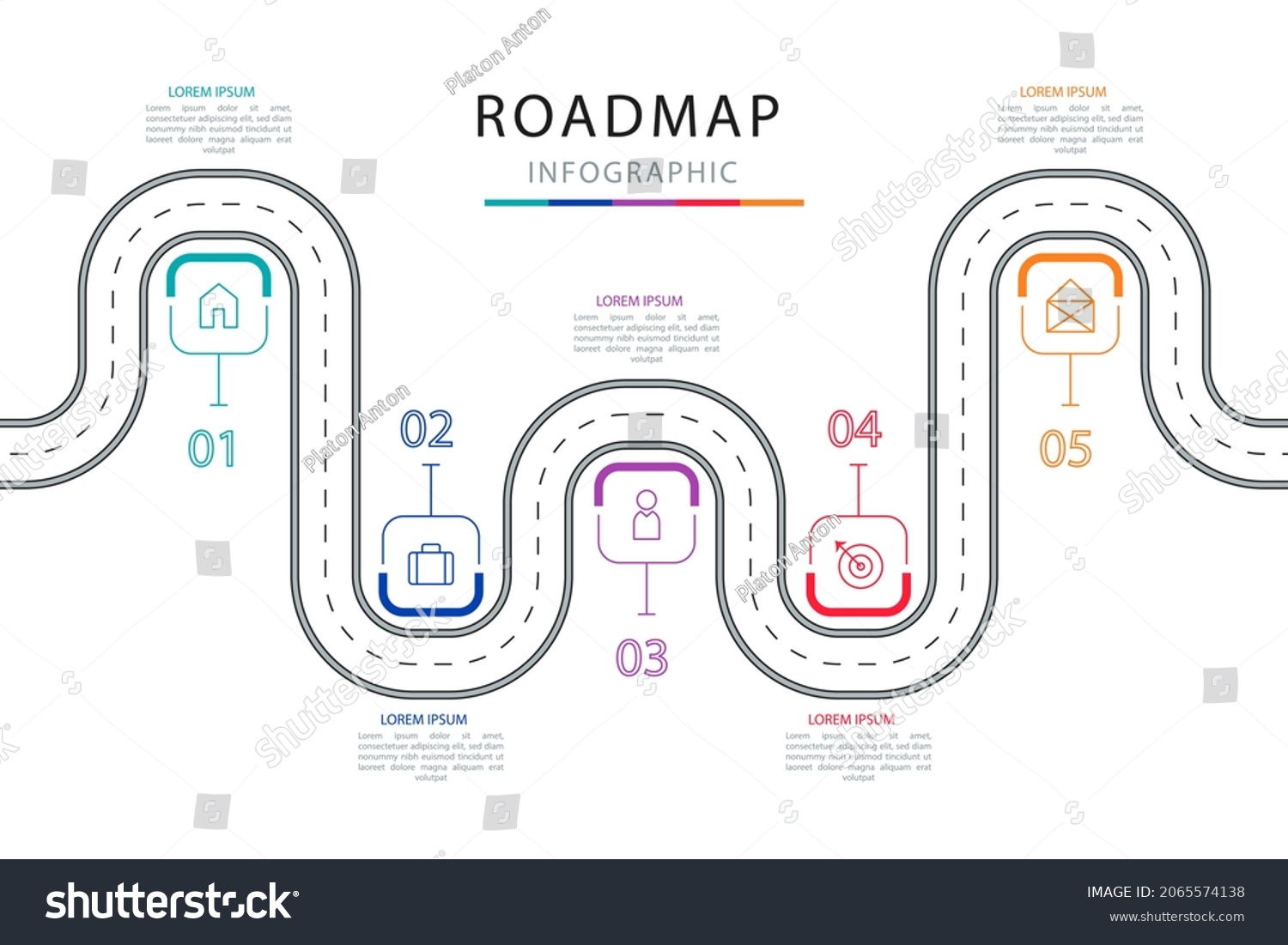 Road Map Infographic Creative Plan Design Stock Vector (Royalty Free ...