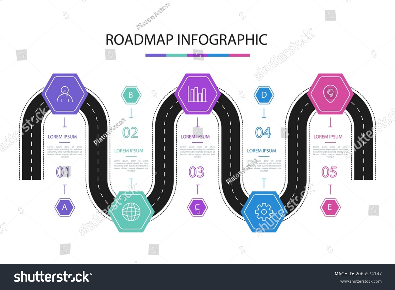 Road Map Infographic Creative Plan Design Stock Vector (Royalty Free ...