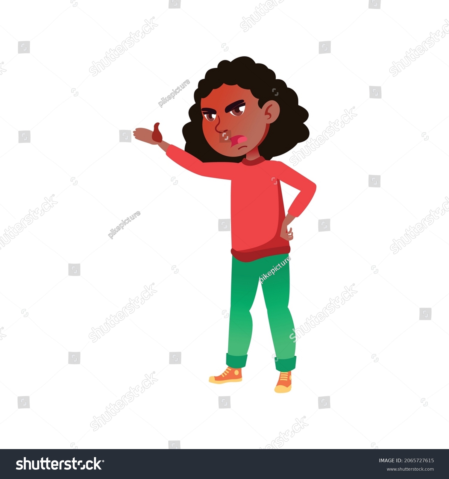 Mad African Girl Teenager Shouting Father Stock Vector (Royalty Free ...