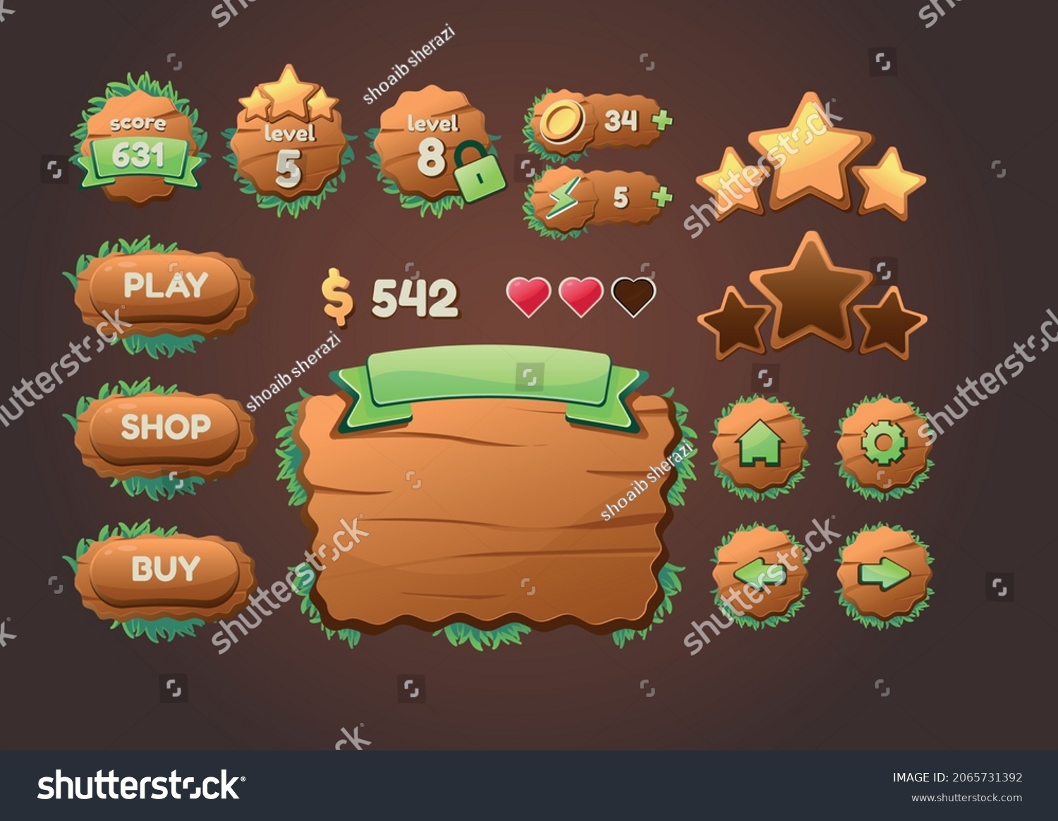 Game Ui Kit Design Complete Set Stock Vector (Royalty Free) 2065731392 ...