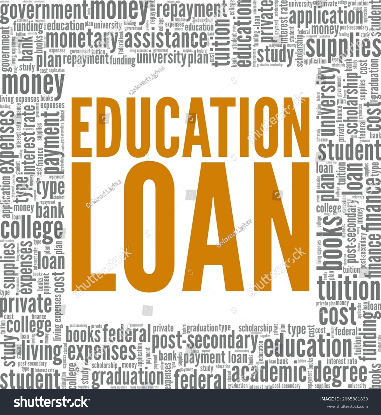 Education Loan Vector Illustration Word Cloud Stock Vector (Royalty