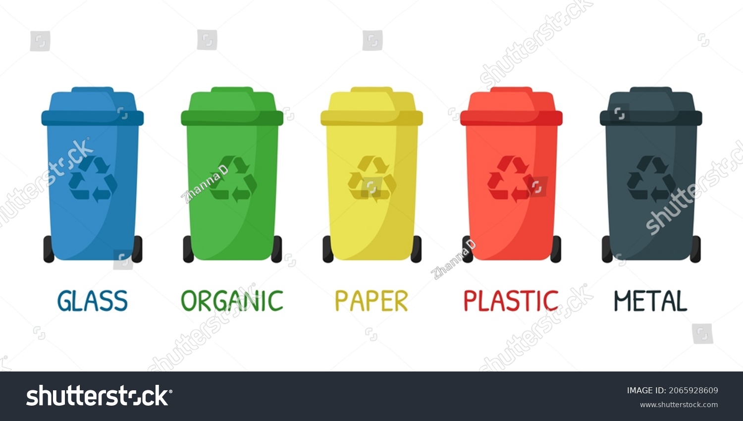 Garbage Bins Sorting Waste Isolated On Stock Vector (Royalty Free ...