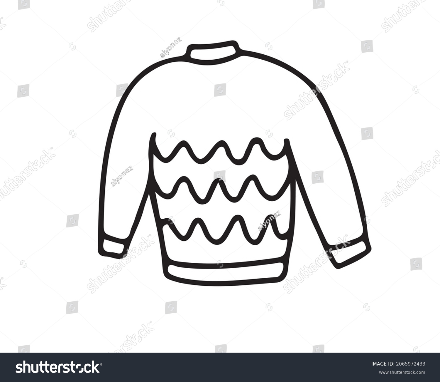 Sweater Drawn Black Outline Stock Vector (Royalty Free) 2065972433 ...