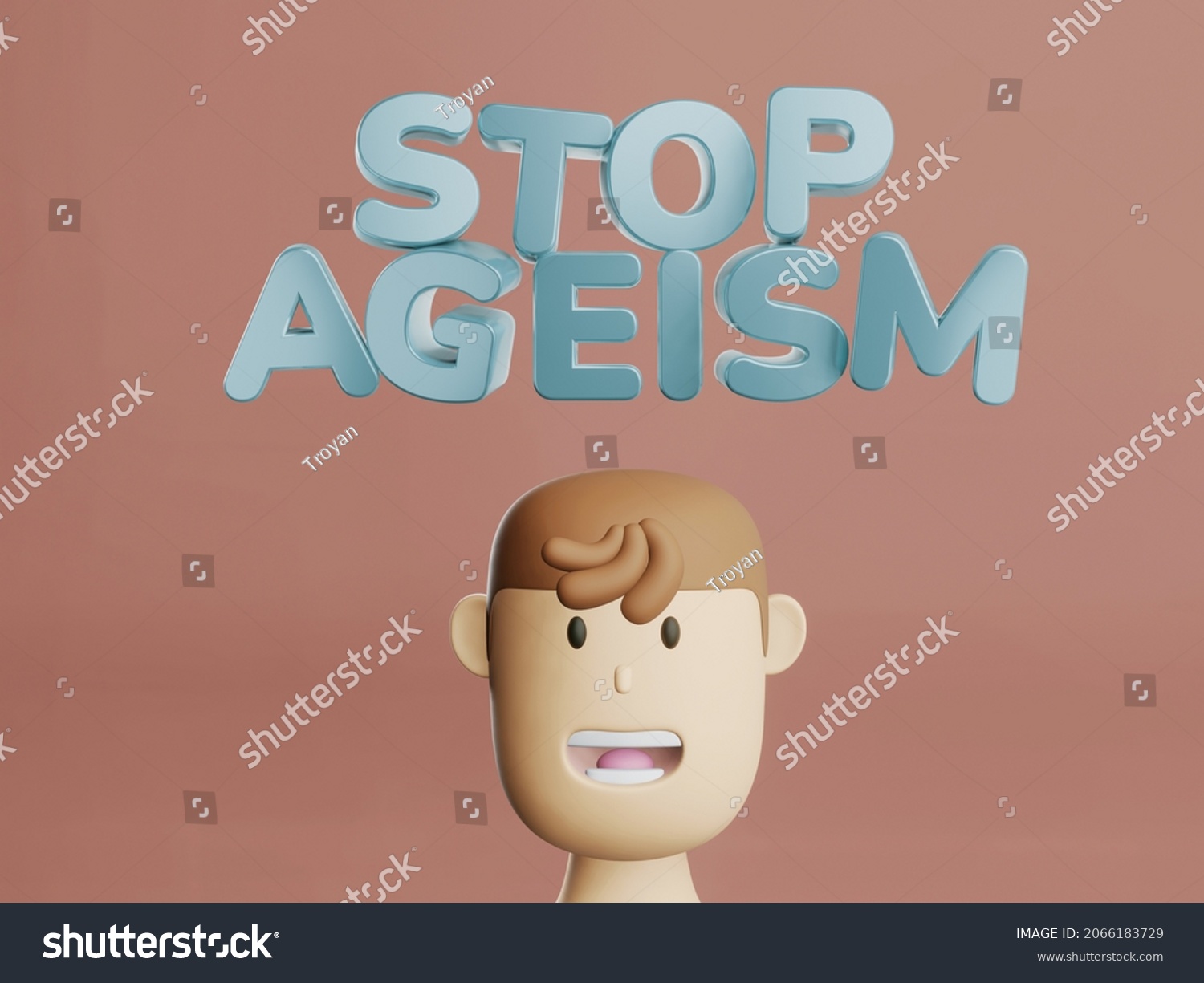 3d Render Text Stop Ageism Cartoon Stock Illustration 2066183729 ...