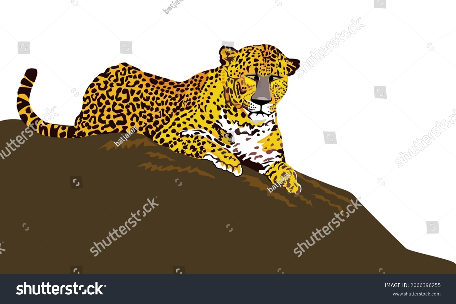 Vector Image Leopard Crouch On Rock Stock Vector (Royalty Free ...